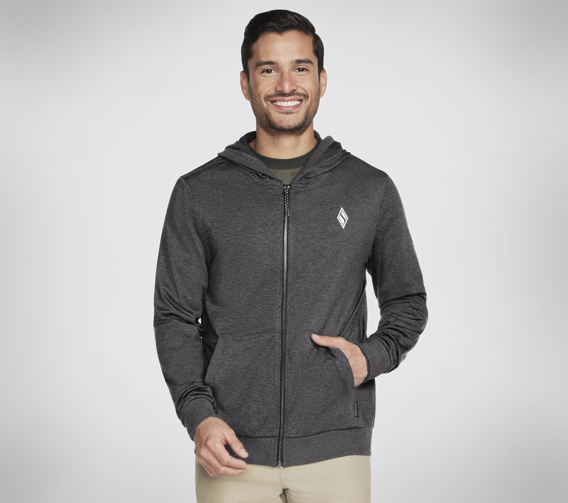 SKECH-KNITS ULTRA GO Full Zip Hoodie, CHARCOAL, largeimage number 0