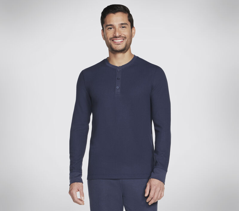 GO KNIT Waffle Henley, CARVÃO / NAVY, largeimage number 0