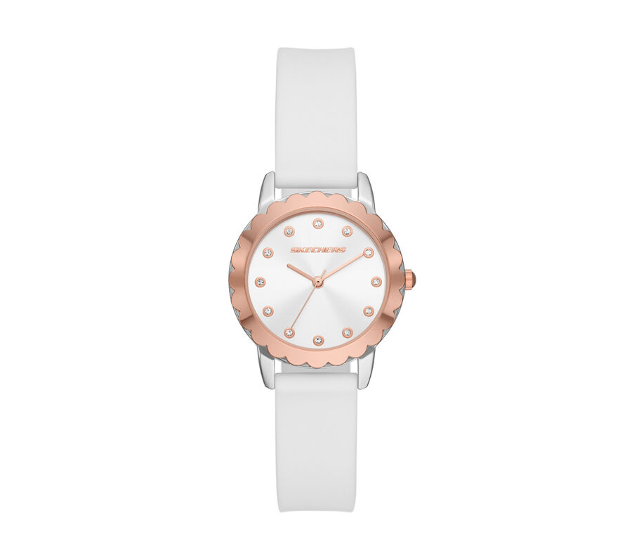 Scalloped Bezel White Watch, BRANCO, largeimage number 0