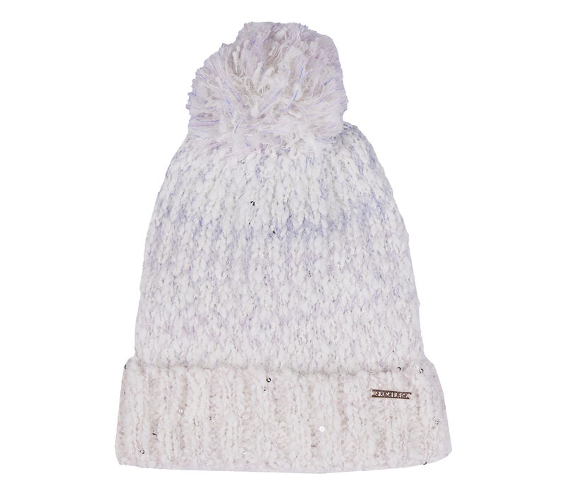 Slub Knit Ivory Pom-Pom Beanie, BRANCO SUJO, largeimage number 0