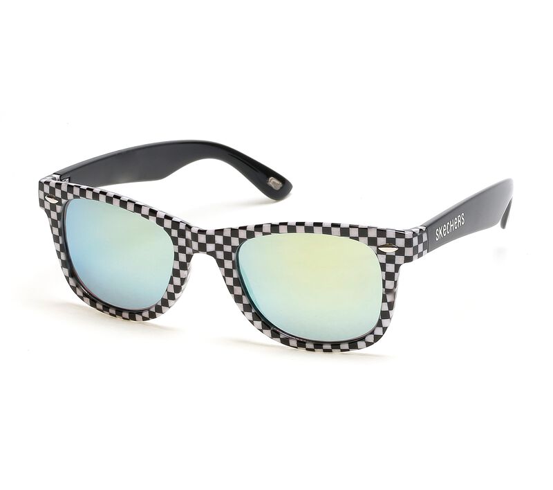 Checkered Wayfarer Sunglasses, PRETO / BRANCO, largeimage number 0