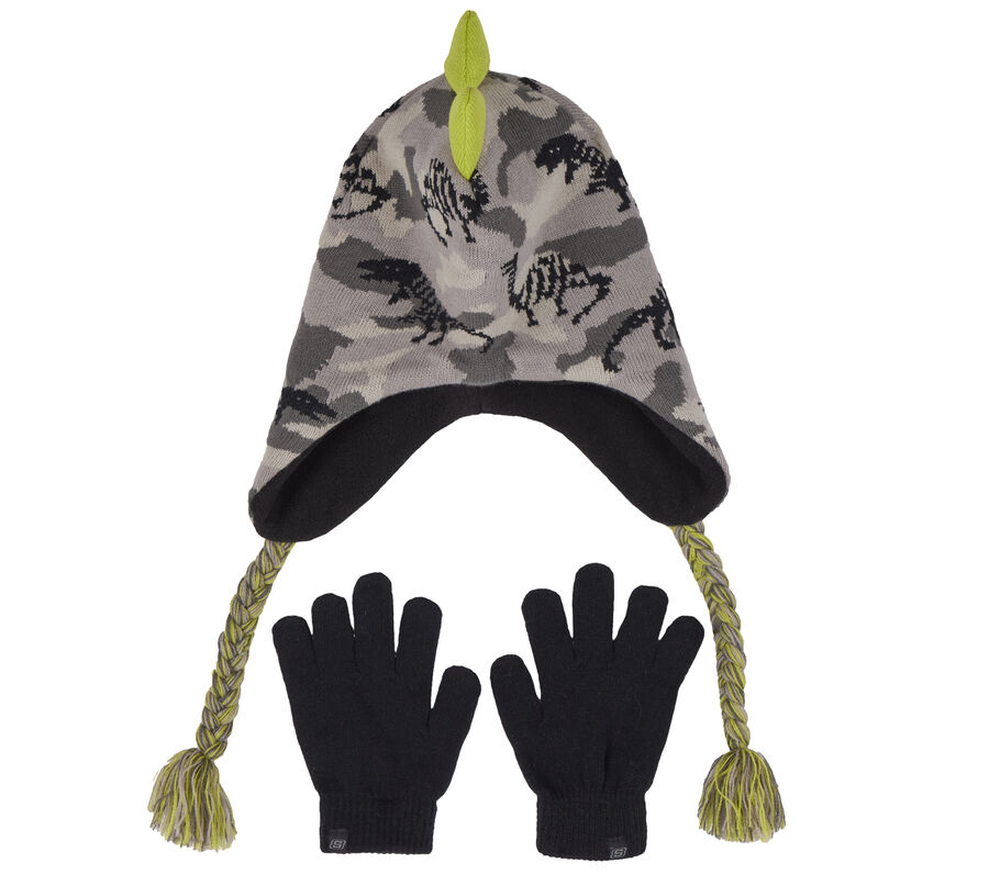 Dino Camo Jacquard Hat and Glove Set, VERDE, largeimage number 0