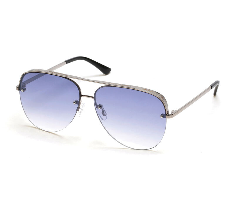 Semi-Rimless Metal Aviator, METAL / PRETO, largeimage number 0